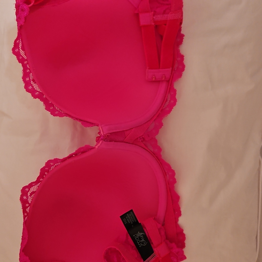 38D Smart & Sexy Lace Bra Set - Pink and Yellow Pushup Underwire - Picture 4 of 9